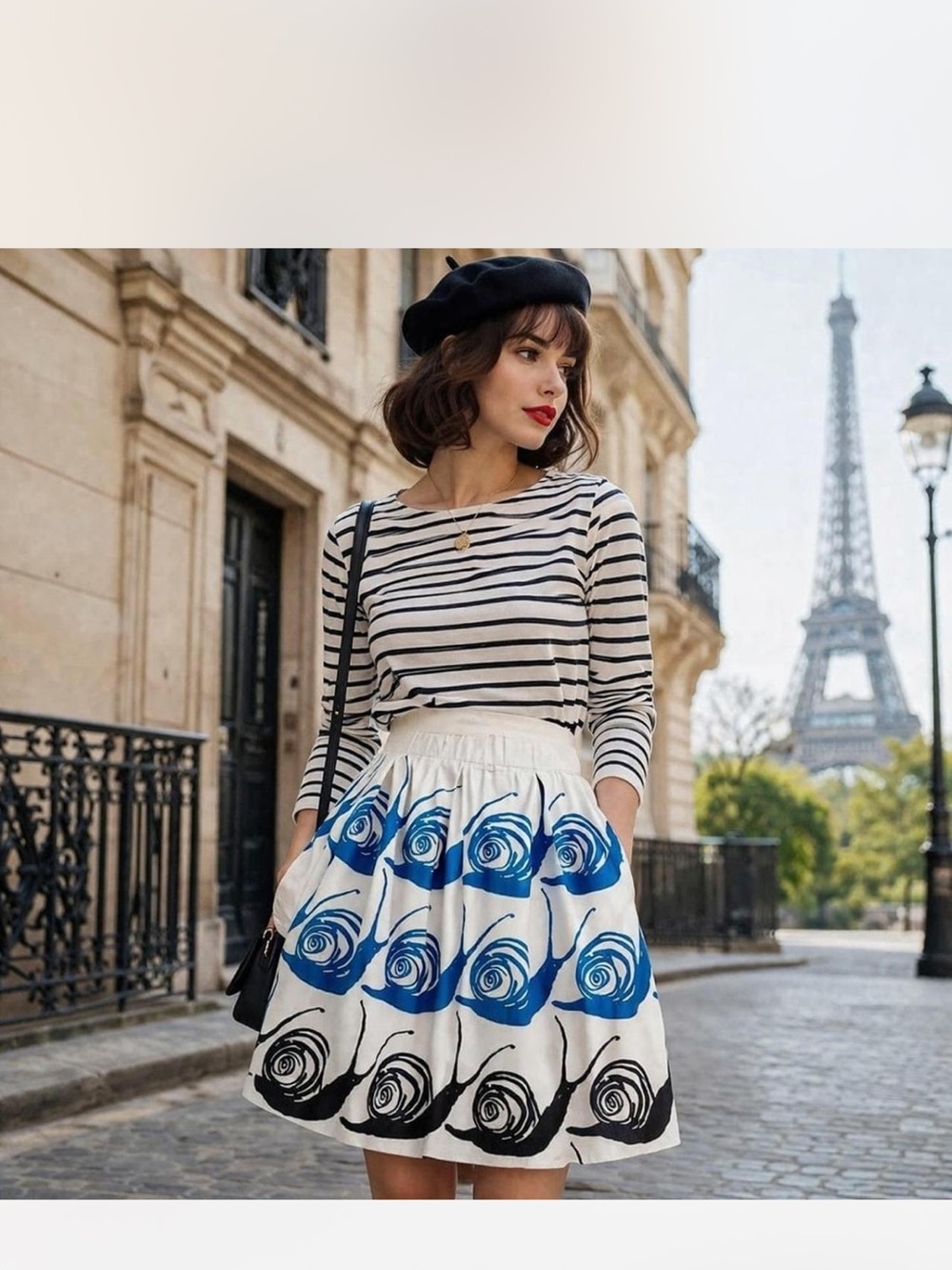 Anthropologie Maeve Swirled Snail Skirt White Blue Black Pleated Pockets L